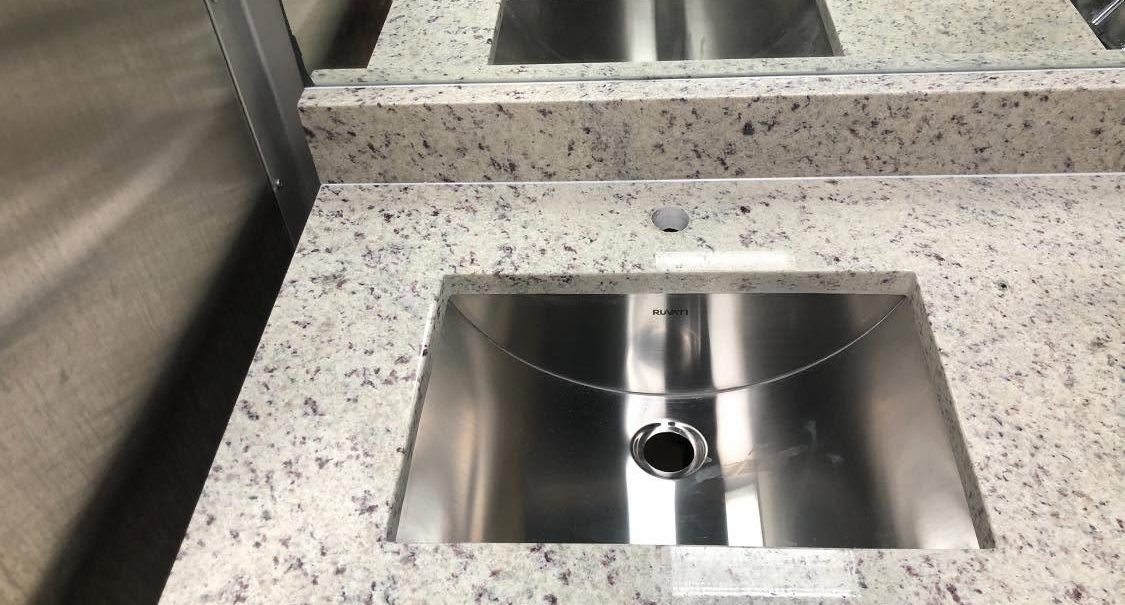 Granite bar top with stainless sinks, Eagles Bar and Grill
